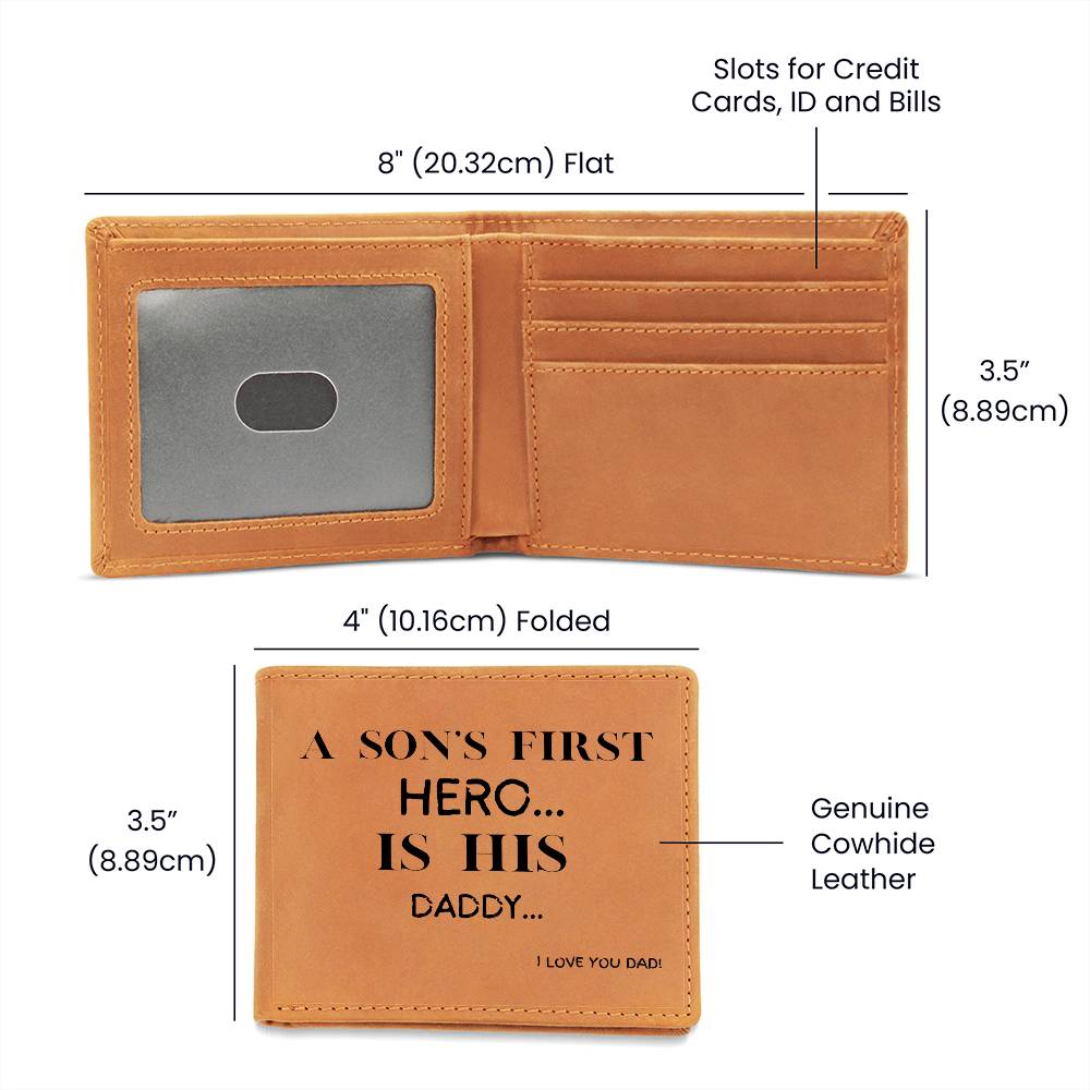 FATHER Son Wallet, Son's First Hero is Daddy.| Fathers Day Gift From Son .| Son to Father Wallet.