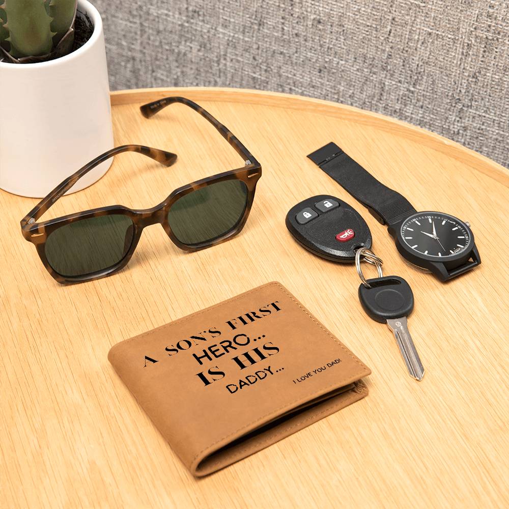 FATHER Son Wallet, Son's First Hero is Daddy.| Fathers Day Gift From Son .| Son to Father Wallet.
