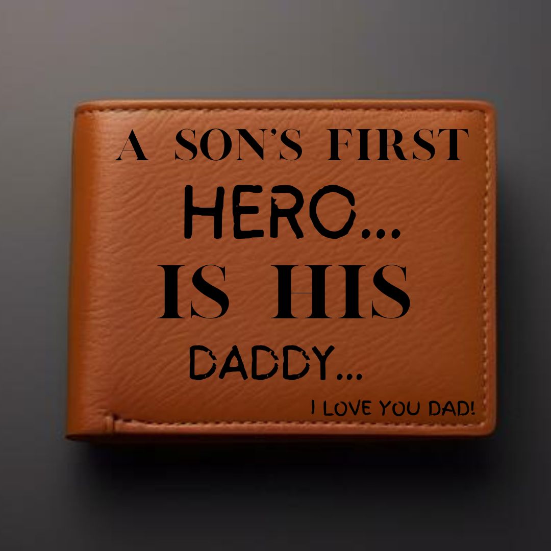 FATHER Son Wallet, Son's First Hero is Daddy.| Fathers Day Gift From Son .| Son to Father Wallet.