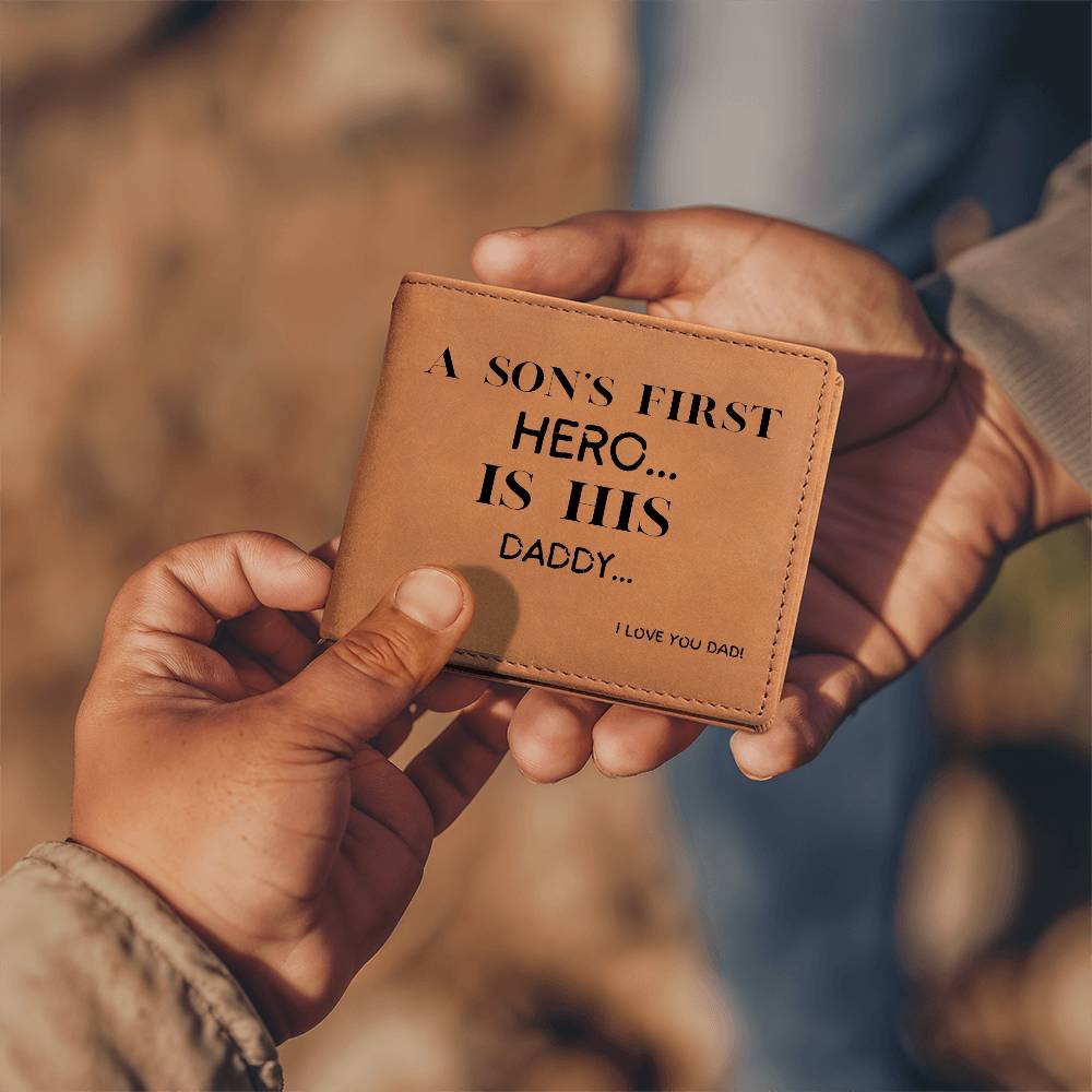 FATHER Son Wallet, Son's First Hero is Daddy.| Fathers Day Gift From Son .| Son to Father Wallet.