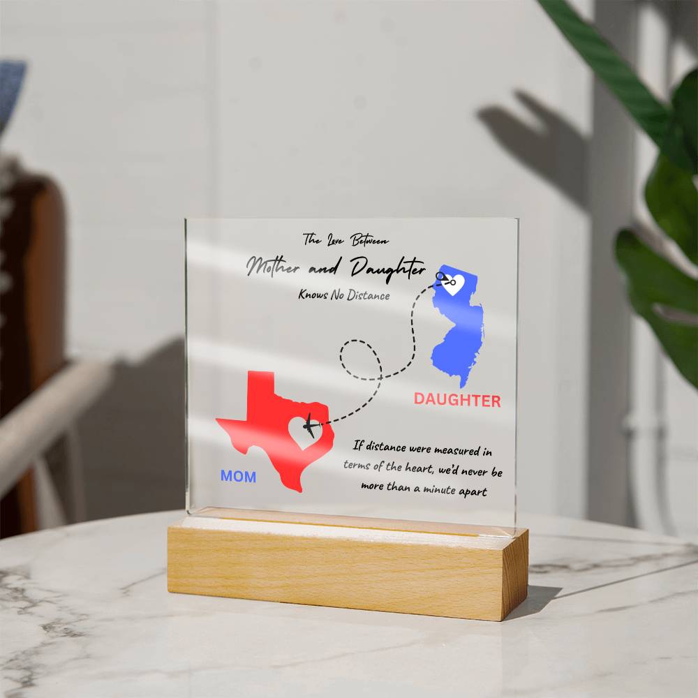 To My Mom Love Has No Distance | Square Acrylic Plaque