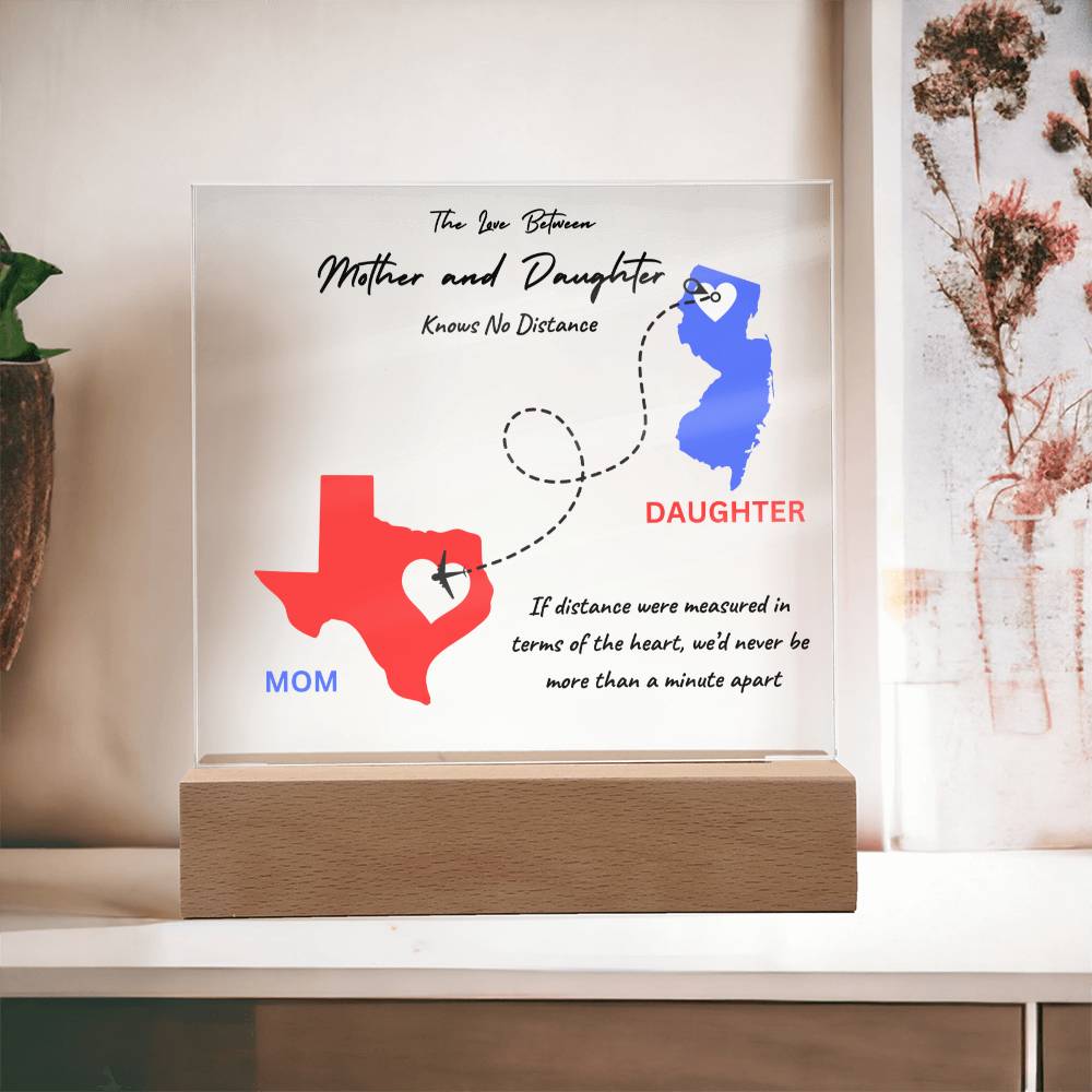 To My Mom Love Has No Distance | Square Acrylic Plaque